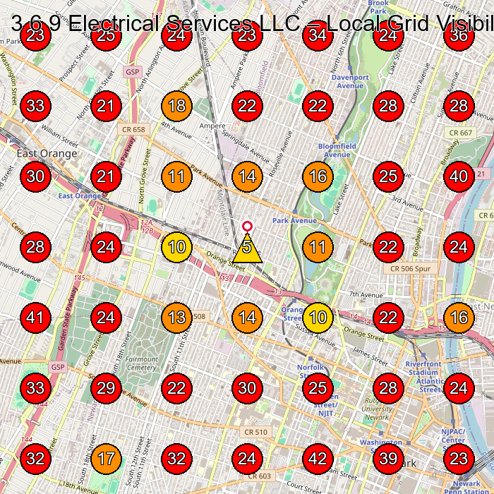 3 6 9 Electrical Services LLC GeoGrid visibility map for Electrical Installation Service in Natrona Heights